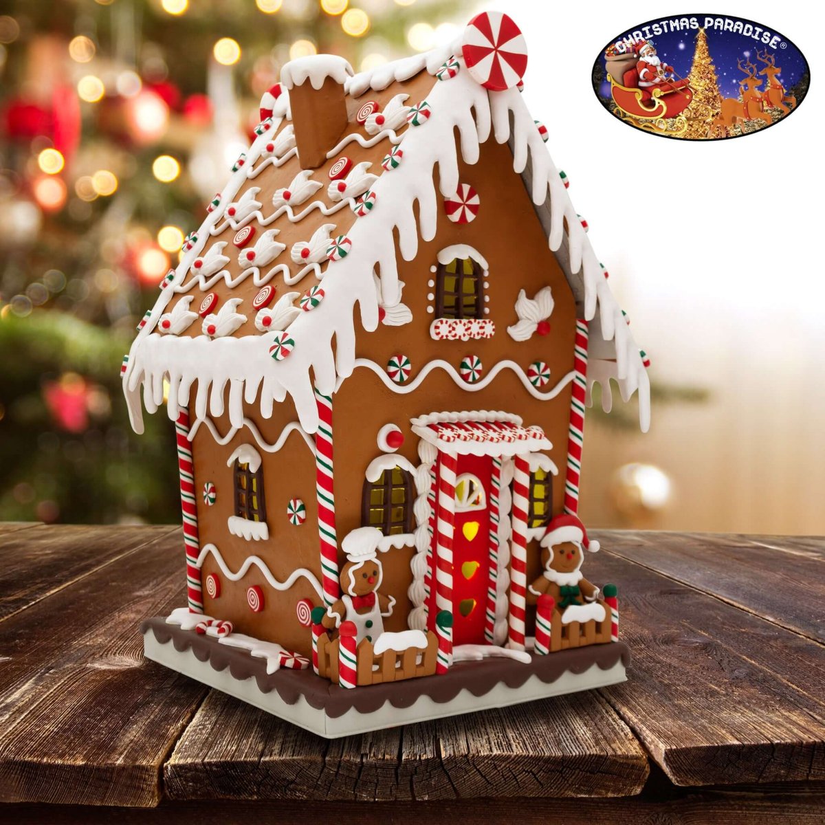 XL LED Lebkuchenhaus 40cm braun