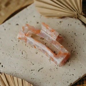 Haarspange weiß-rosa-orange glänzend