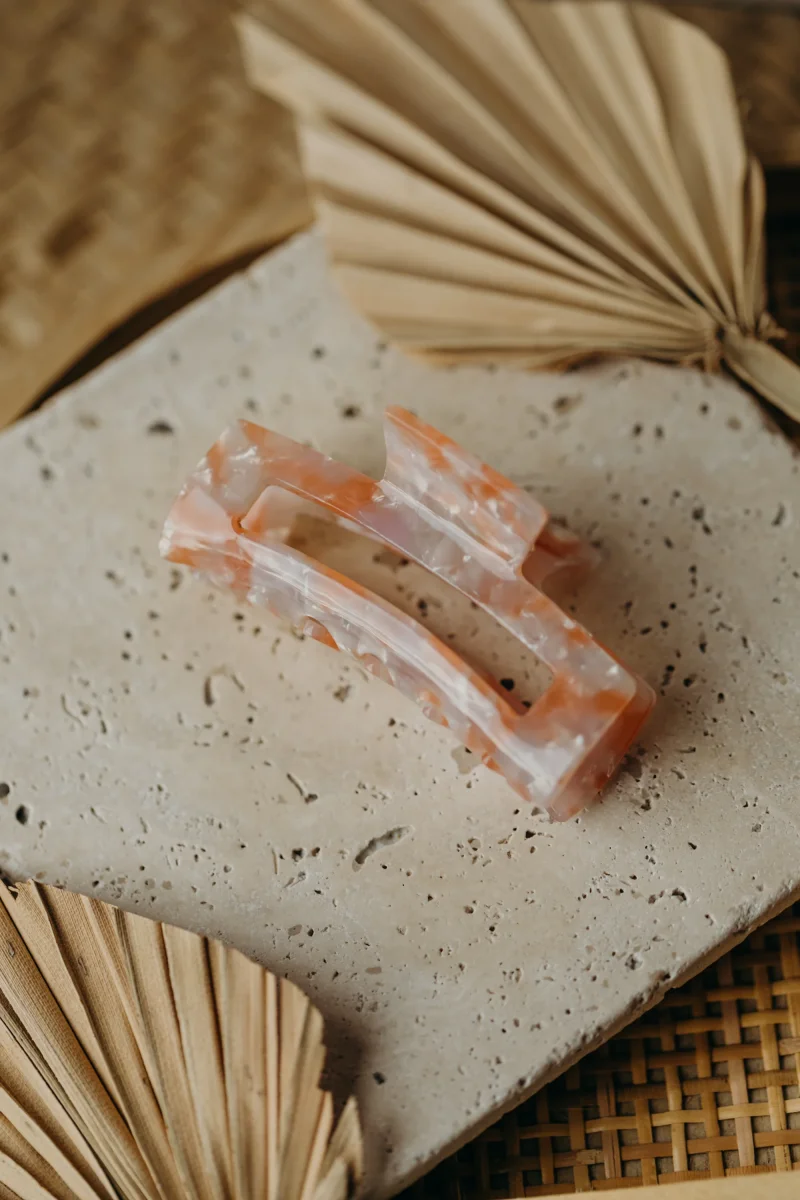 Haarspange weiß-rosa-orange glänzend