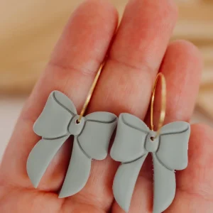 NOELLE - mint farbene Bow Knot Polymer Ton Ohrringe