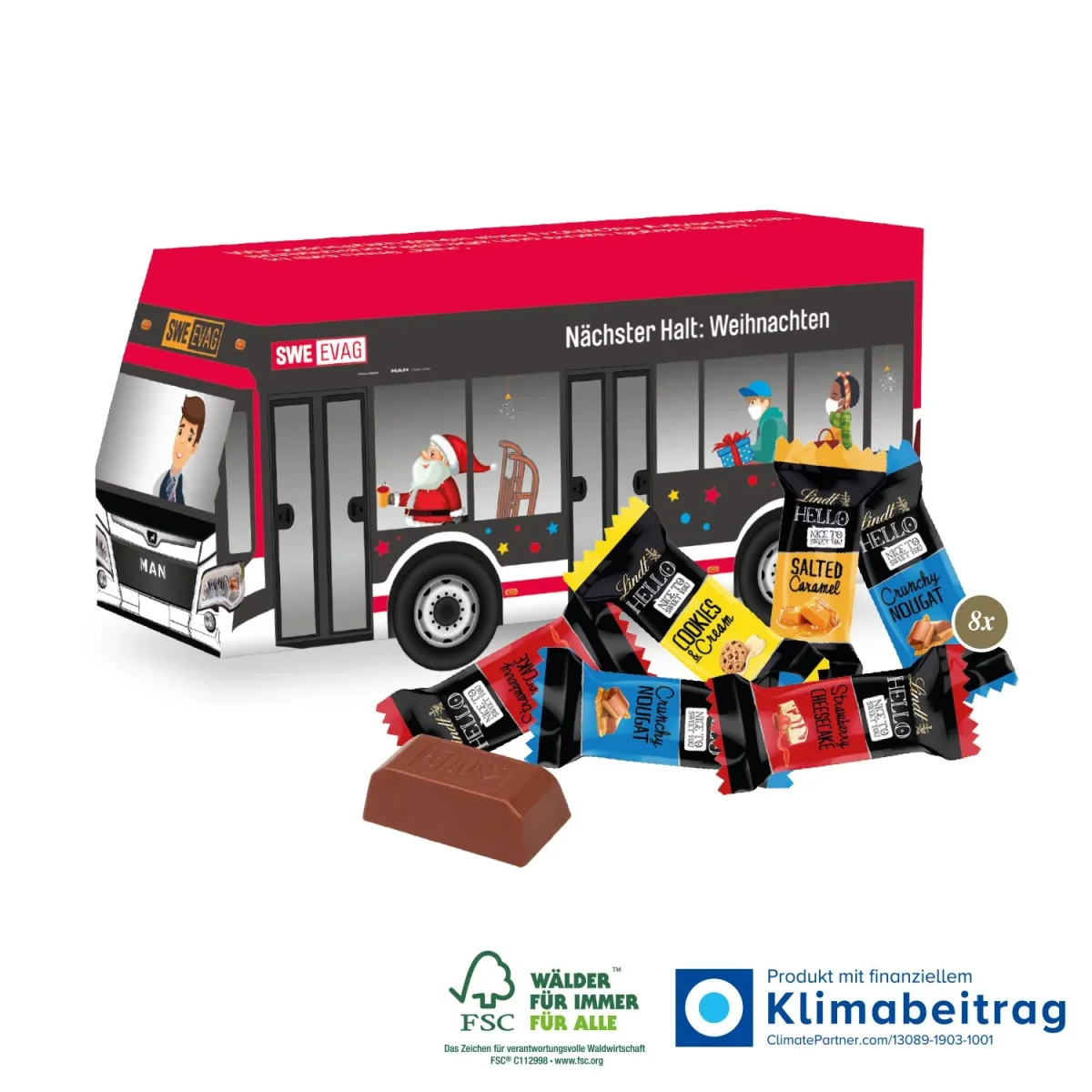 3D Präsent Bus Lindt HELLO Mini Stick Mix