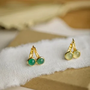 grüne Aventurin Edelstein Ohrhänger (6 mm)