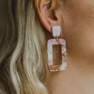 große eckige leichte pink braune Ohrringe