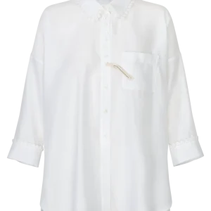 Oversizebluse mit Spitzenborte