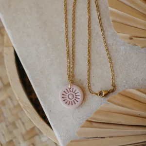 SELENA - Halskette Anhänger mit Muster in rosa