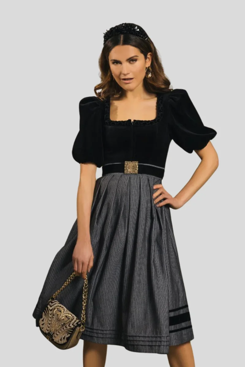 Samtdirndl Mona, mit Puffarm, Rocklänge 70cm – Bild 4