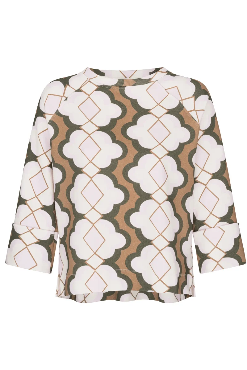 Sweatshirt mit Print und Falten – Bild 2