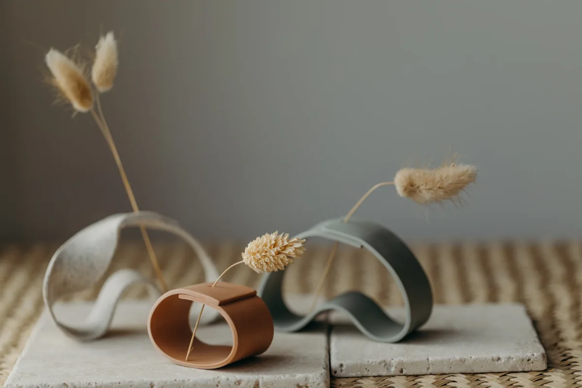 Polymer Ton Vase, kalk gesprenkelt 001 – Bild 6