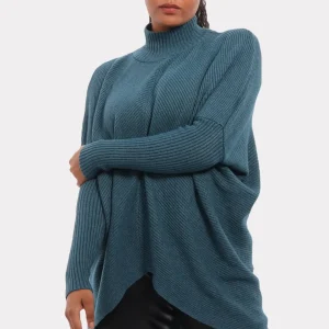 Eleganter Stehkragen-Pullover in gerippter Elastik-Qualität